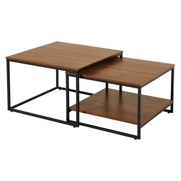 ダークブラウン木製ネストテーブル ダークブラウン木製ネストテーブル