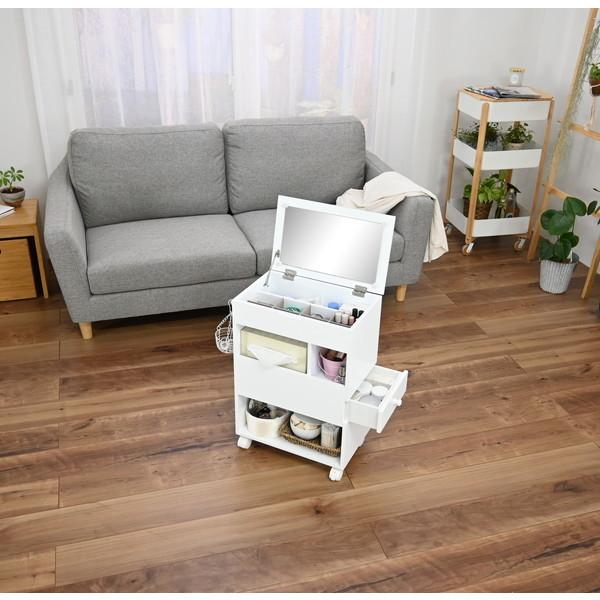 フクダクラフト 座ったまま使えて収納出来るメイクワゴン ホワイト DW