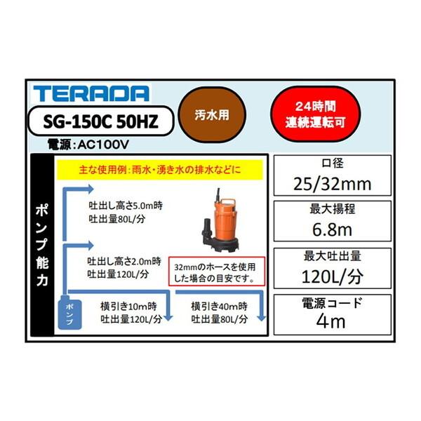 寺田製作所　SG-150C 水中ポンプ 寺田 水中ポンプ 100V 小型 汚水用 排水ポンプ 家庭用 SG-150C