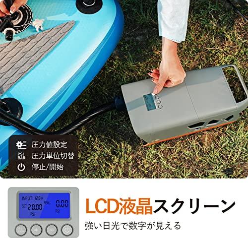 一番人気物 OUTDOORMASTER電動エアーポンプ 空気入れ 空気抜き 日光可読LCD 液晶スクリーン 自動停止機能 過熱保護 運転中操作可能 インフレ