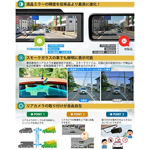 新作マット・カーペット PORMIDO ポーミド ドライブレコーダー ミラー型 前後カメラ【業界最優た上部ウォールで配線隠れのデザイン】【20段階ズーム機能進化】11イ 【2213339179】(12113円)