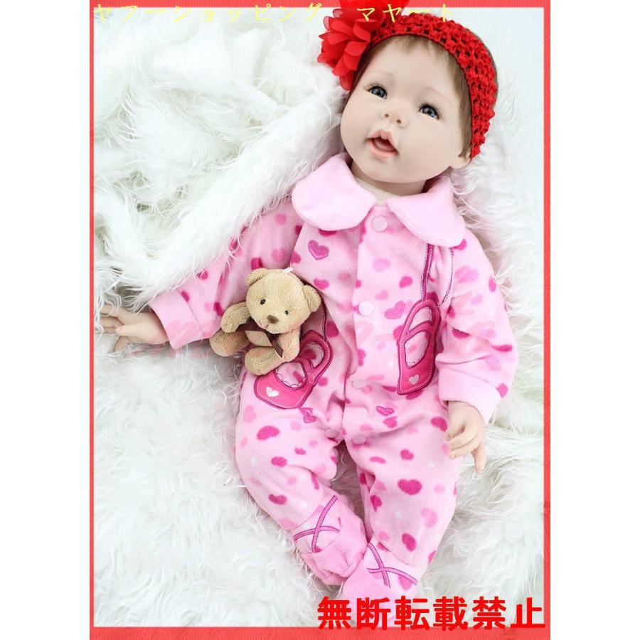 リボーンドール 人形 赤ちゃん 女の子 シリコーン 布 ショートヘア 55
