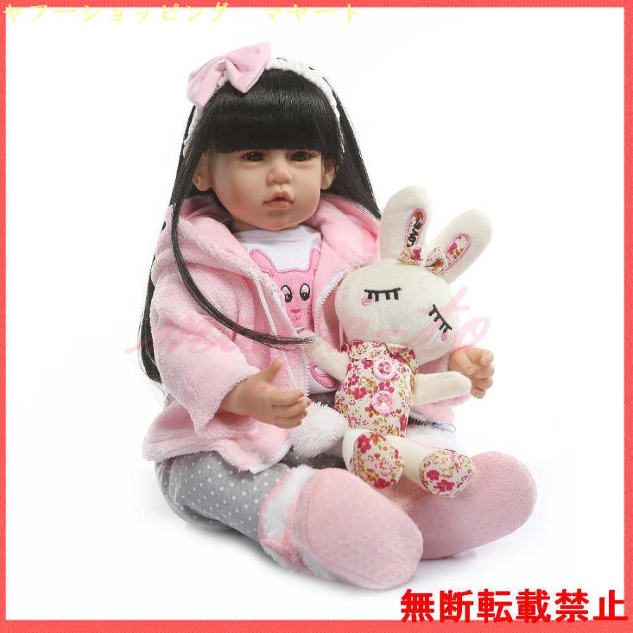 リボーンドール 人形 赤ちゃん シリコーン 布ボディ 抱き人形 女の子 ロングヘア 50センチ