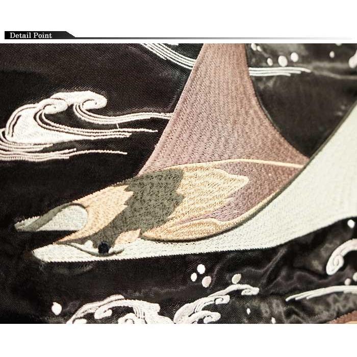 JAPANESQUE [ｼﾞｬﾊﾟﾈｽｸ] マンタ 刺繍 波 リバーシブル 和柄 スカジャン メンズ 3RSJ-048/送料無料 JAPANESQUE [ジャパネスク] マンタ 刺繍 波 リバーシブル 和柄