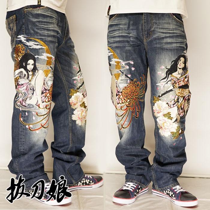 絡繰魂 抜刀娘 バットウムスメ 2人娘 総刺繍 凛 結愛 和柄 ジーンズ