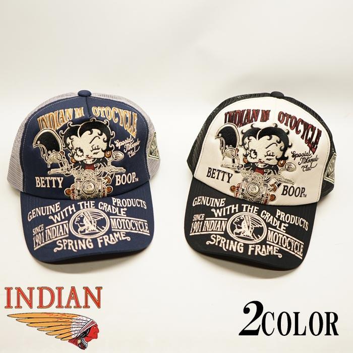 完売 INDIAN MOTOCYCLE ベティーブープコラボ刺繍メッシュキャップ INDIAN MOTOCYCLE インディアンモトサイクル ベティブープ ベティー