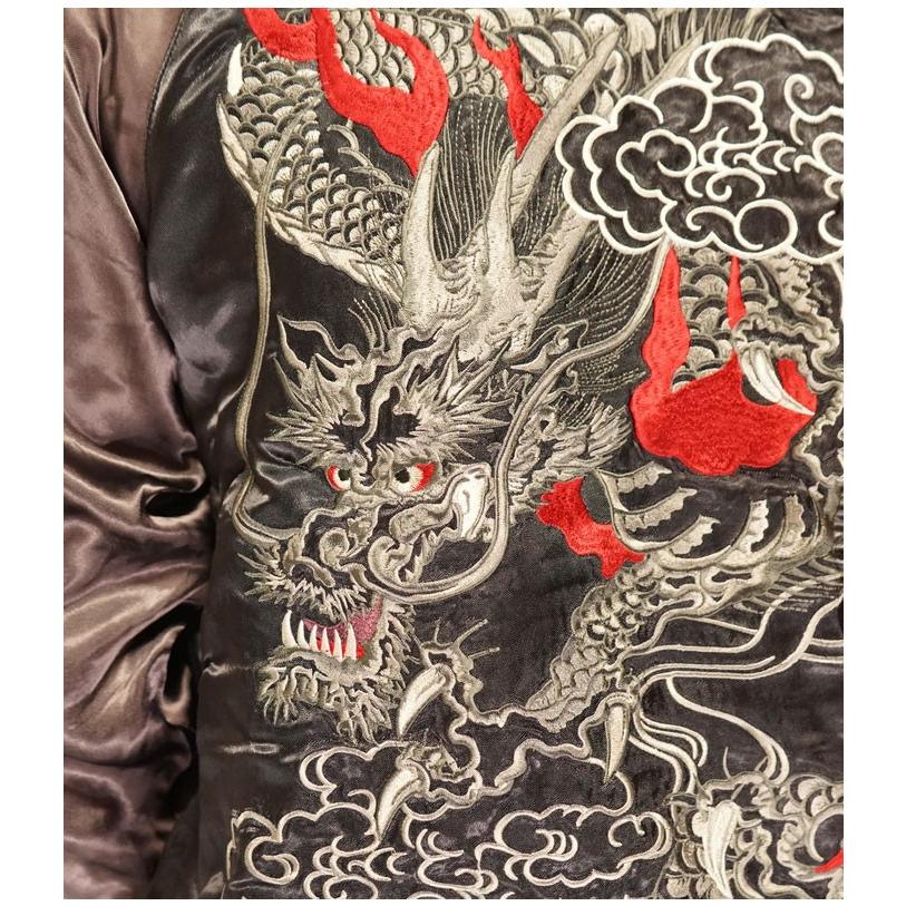 花旅楽団 ハナタビガクダン 和柄 スカジャン メンズ  総刺繍 リバーシブル 銀雲龍 スーベニア SSJ-032 送料無料 花旅楽団 ハナタビガクダン 和柄 スカジャン メンズ 総刺繍