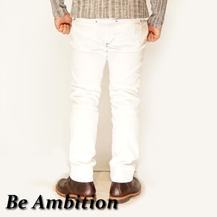 Be Ambition ビーアンビション ジーンズ デニム ホワイト スカル エンボス加工 D20102 送料無料 カジュアル期間限定定価16500円を20%OFFセール[SALE] Be Ambition ビー