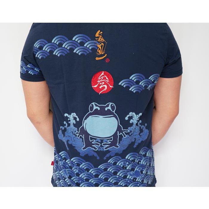 参丸一 サンマルイチ 和柄 Tシャツ 半袖 メンズ 江戸波 蛙 カエル ST
