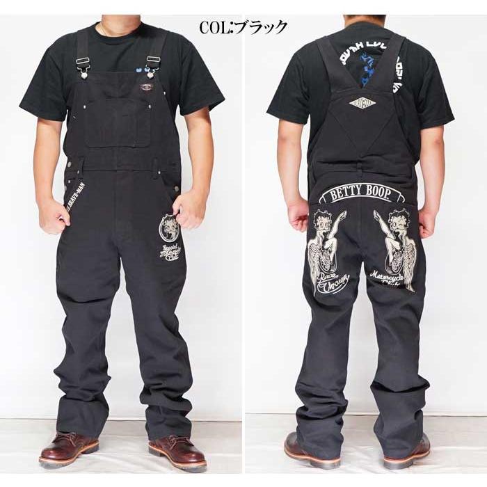 BRAVEMAN ベティ・ブープ オーバーオール・つなぎ 黒 ブレイブマン THE BRAVEMAN ベティ ブーブ コラボ オーバーオール