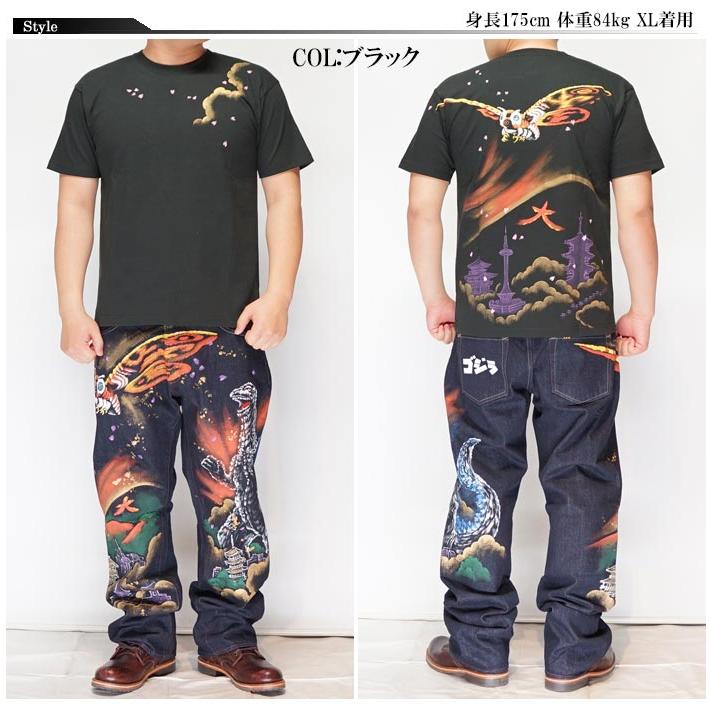 禅 [ZEN] 和柄 Tシャツ ゴジラ コラボ モスラ 半袖 日本製 メンズ 京雅
