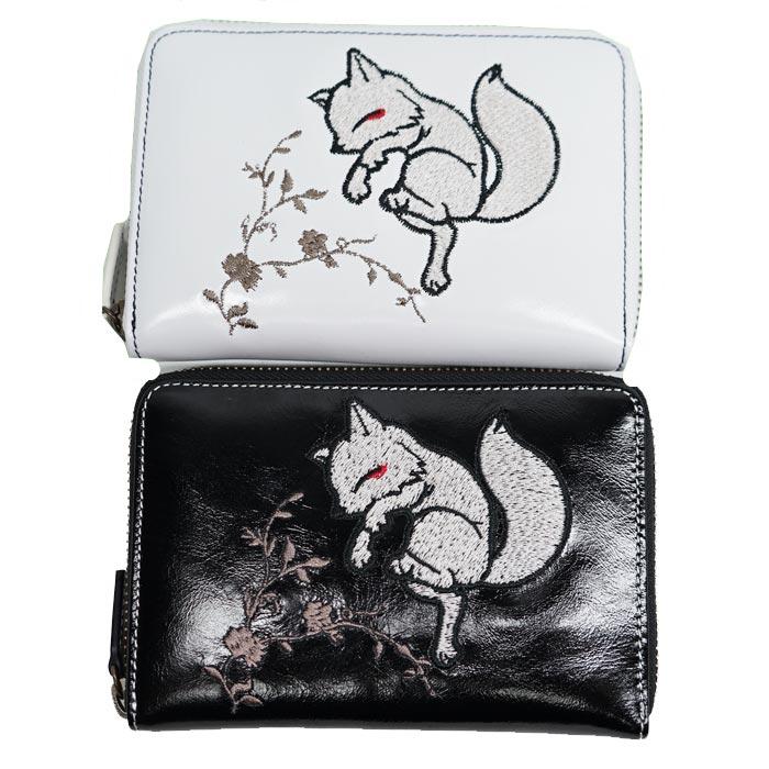 今昔 こんじゃく 和柄 財布 ウォレット メンズ 狐 二つ折り 参丸一 KJ