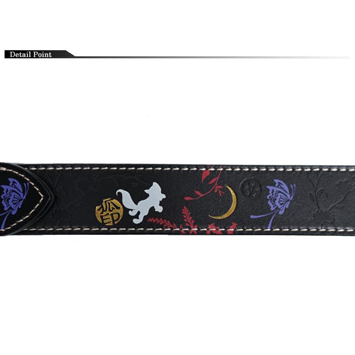 今昔 こんじゃく 和柄 ベルト レザー 牛革 BELT 狐 エンボスベルト 参