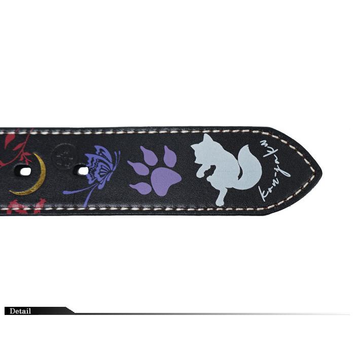 今昔 こんじゃく 和柄 ベルト レザー 牛革 BELT 狐 エンボスベルト 参