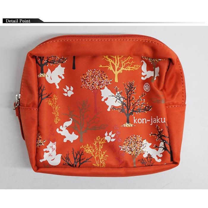 今昔 こんじゃく 狐 きつね 和柄 ポーチ バッグ BAG 鞄 化粧・小物入れ