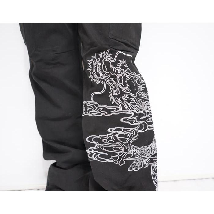 絡繰魂 カラクリダマシイ 和柄 カーゴパンツ メンズ 総刺繍 龍神 絡繰魂 カラクリダマシイ 和柄 カーゴパンツ メンズ 総刺繍 龍神