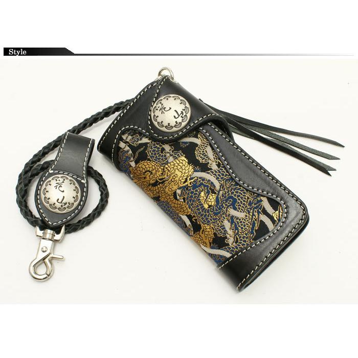 花山 花山[かざん] 龍金襴 レザーロングウォレット 和柄