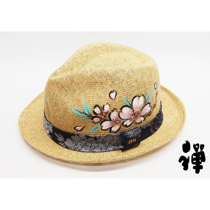 おつかれーらいす　帽子 禅[ZEN] 櫻 手描き 中折れ和柄ハット/帽子/日本製/KDSH011-03