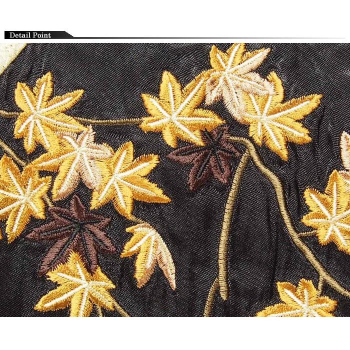 【月紅葉狐柄】XL スカジャン リバーシブル 花旅楽団 刺繍 和柄 月紅葉狐柄】XL スカジャン リバーシブル 花旅楽団 刺繍 和柄