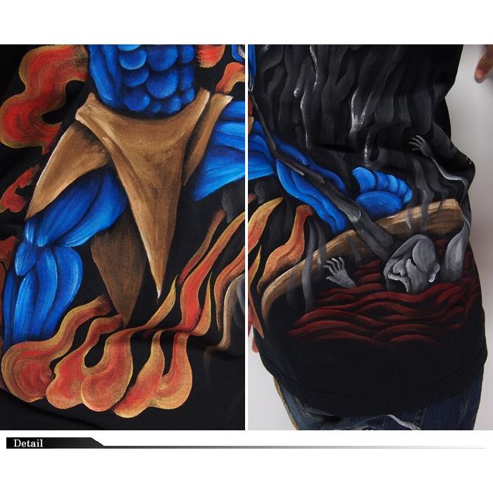 羽水[うすい] 青鬼 手描き 和柄Tシャツ/半袖/rase02/送料無料 羽水[うすい] 青鬼 手描き 和柄Tシャツ/半袖/rase02/送料無料