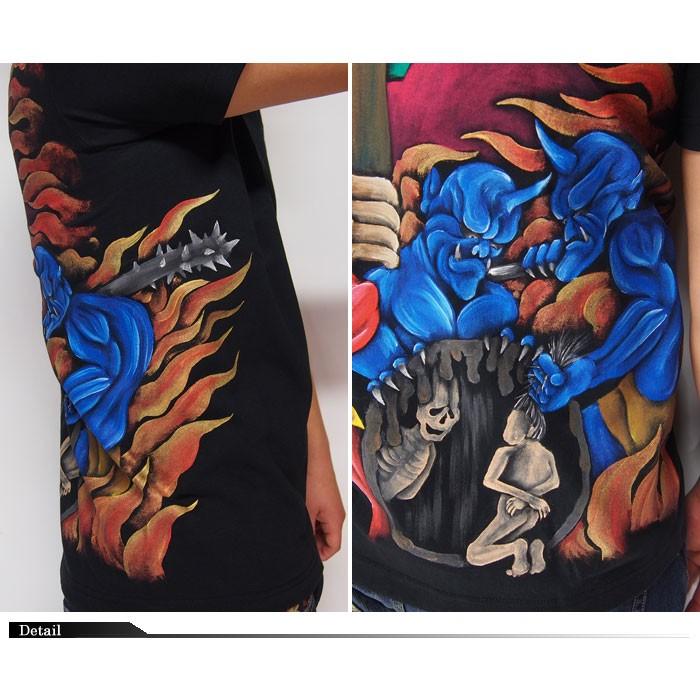 羽水[うすい] 閻魔大王 手描き 和柄Tシャツ/半袖/enma/送料無料