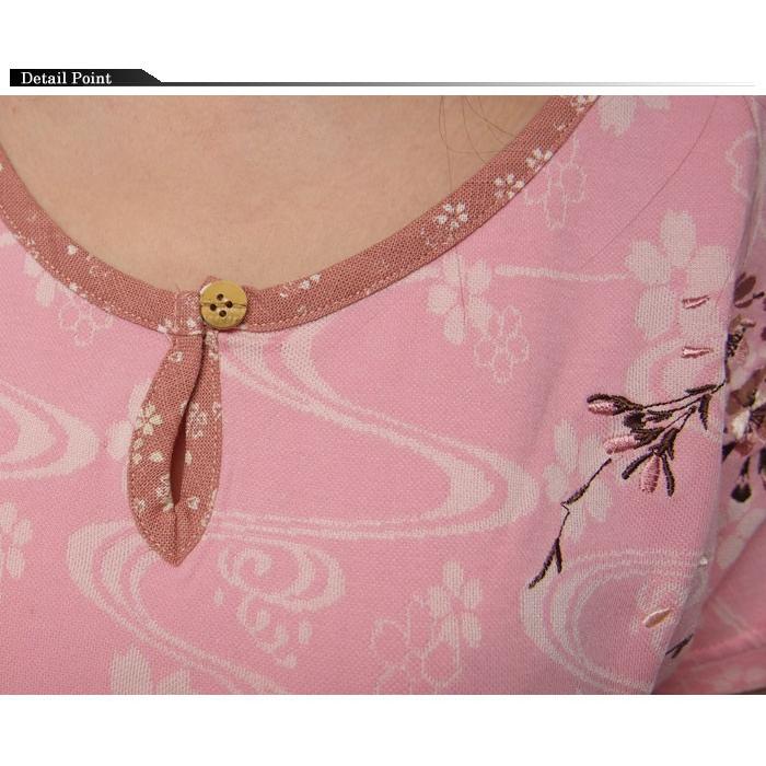 ジャパネスク レディース 桜刺繍 切り替え 桜流水ジャガード 和柄