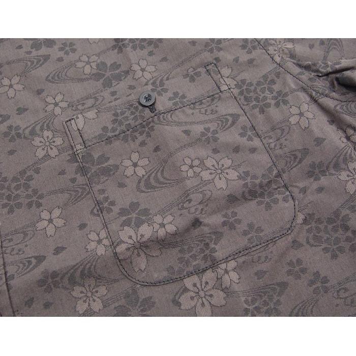 花旅楽団[ハナタビガクダン] 桜流水 ジャガード 和柄半袖シャツ/SJS