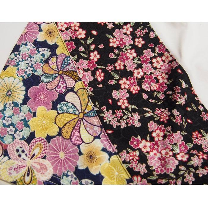 ジャパネスク レディース 桜刺繍 ちりめん斜めライン 和柄モックドレス