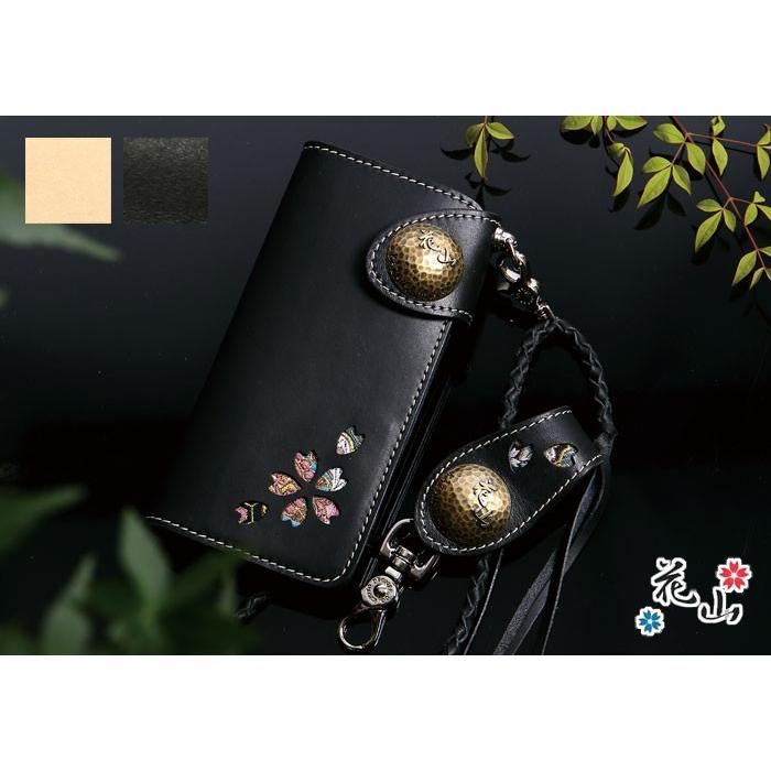 花山 花山[かざん] 都桜金襴 桜型抜き レザーロングウォレット 和柄/本