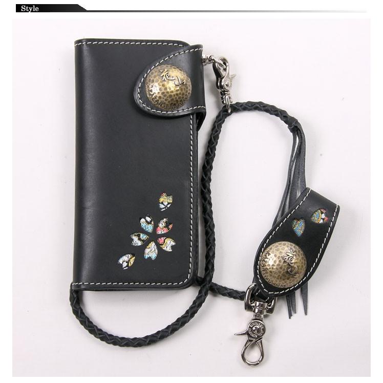 花山 花山[かざん] 都桜金襴 桜型抜き レザーロングウォレット 和柄/本  