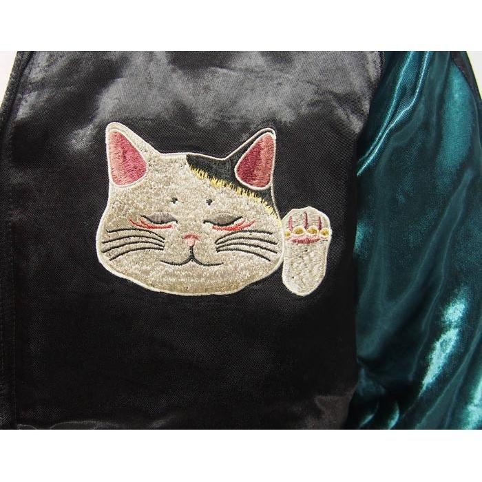 花旅楽団[ハナタビガクダン] 招き猫 リバーシブル 和柄スカジャン/SSJ