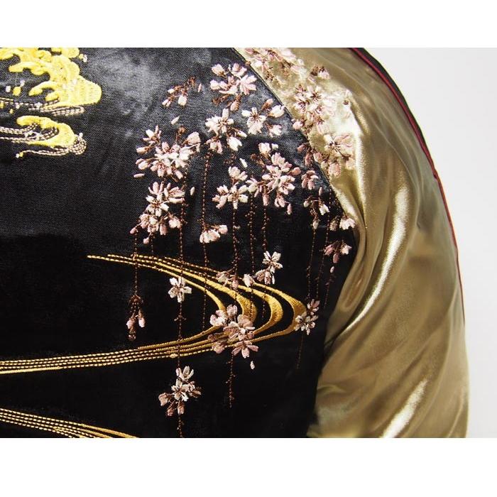 花旅楽団[ハナタビガクダン] 枝垂れ桜と鯉 刺繍 リバーシブル 和柄