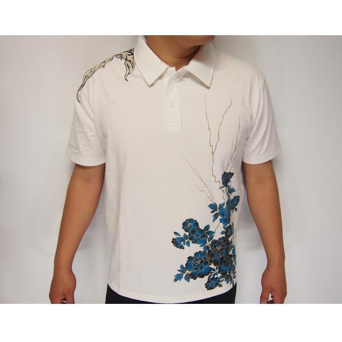 絡繰魂　カラクリ魂 　和柄 梨地　半袖ポロシャツ  五重塔に桜蝶刺繍　KARAKURI 絡繰魂 ワンサイズのみ定価14080円を30%OFFセール[SALE] 絡繰魂