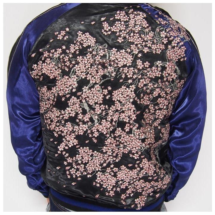 花旅楽団[ハナタビガクダン] 桜 刺繍 リバーシブル 和柄スカジャン