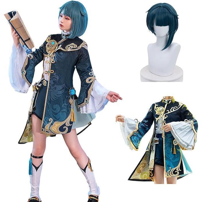 コスプレ原神行秋衣装ウィッグ靴