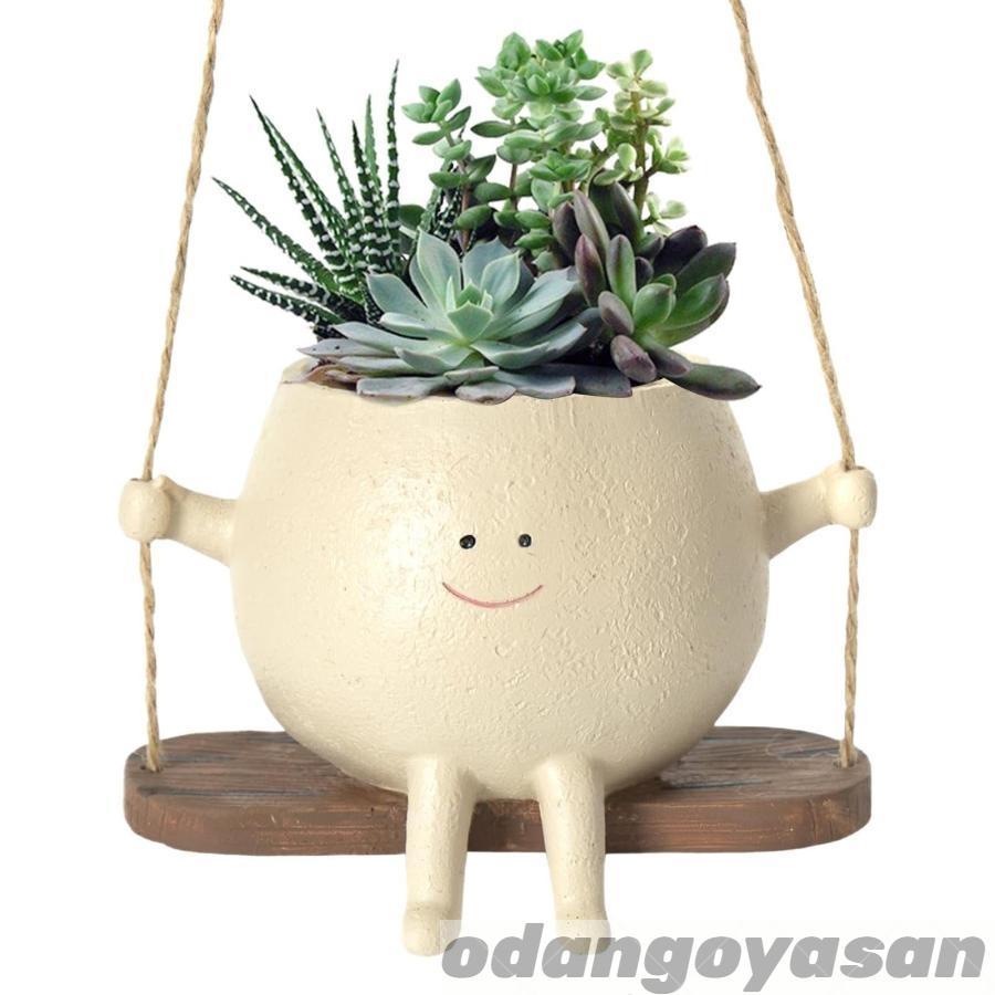 ハンギングプランター スイングフェイスプランターポット 笑い顔 小型 軽量 可愛い 吊り鉢 多肉植物鉢 植物 多肉植物ポット 屋内植物用樹脂吊りプランター 植木 の商品画像