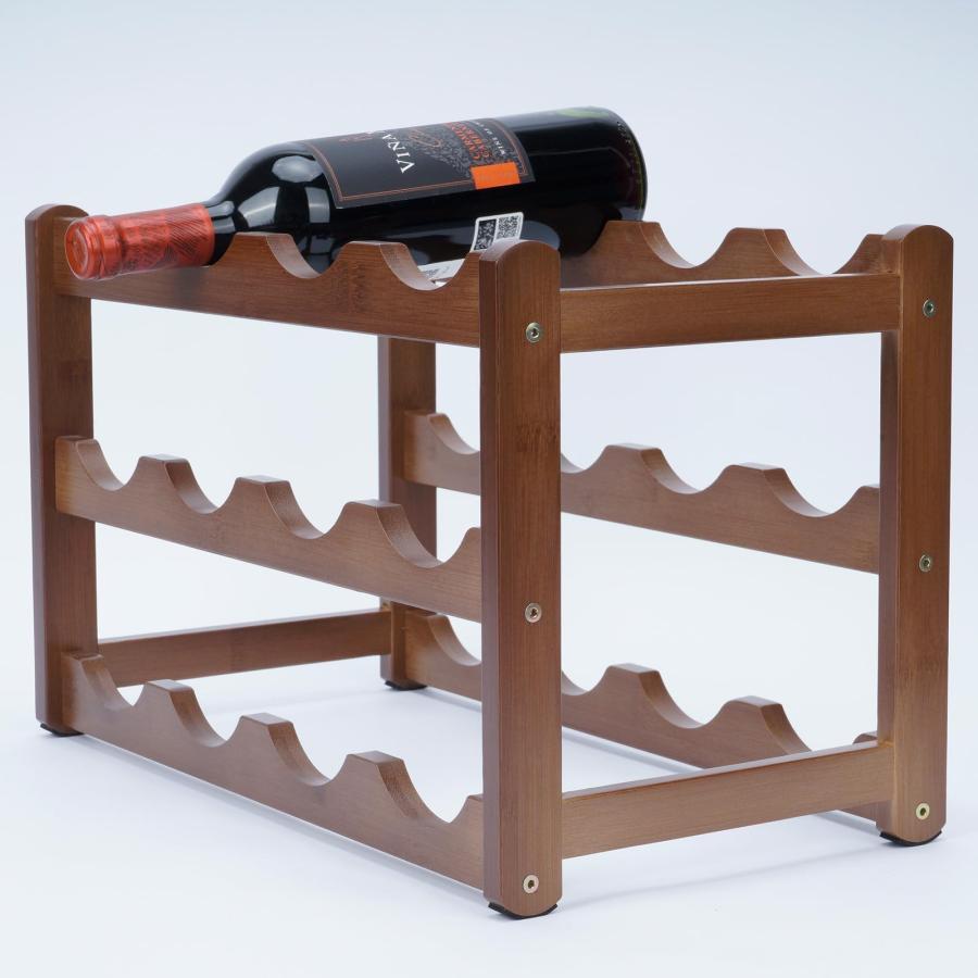 竹製ワインラック 12本用 積み重ね式