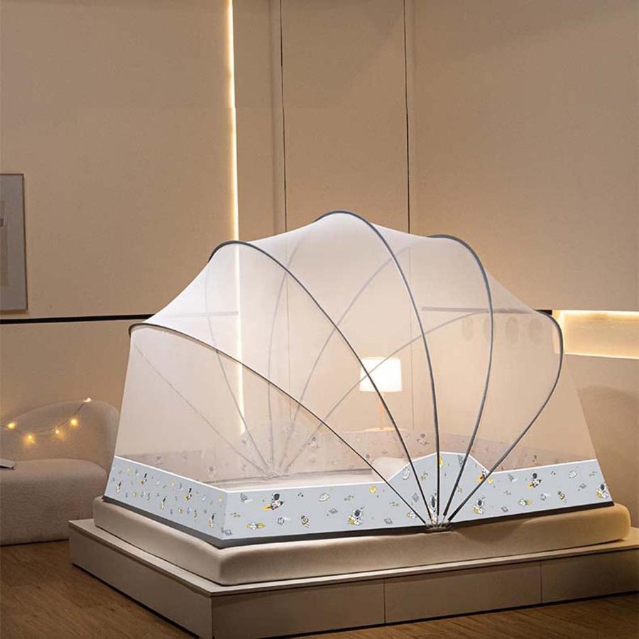 蚊帳 折りたたみ式 モスキートネット 底なし 通気性 収納便利 全方位