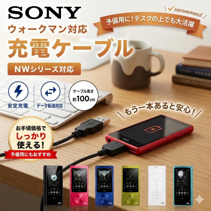 互換品 SONY ウォークマン 充電ケーブル USB充電 NWシリーズ対応 USB