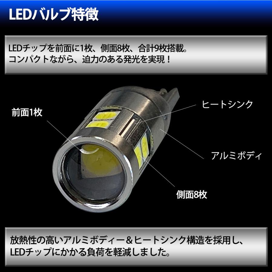 プリウス 30系 ZVW30 適合 T10 T16 LED バルブ ポジションランプ 車幅灯 ポジション ホワイト 9連 9LED 2個セット 12V専用 トヨタ TOYOTA｜mayfair2020｜02