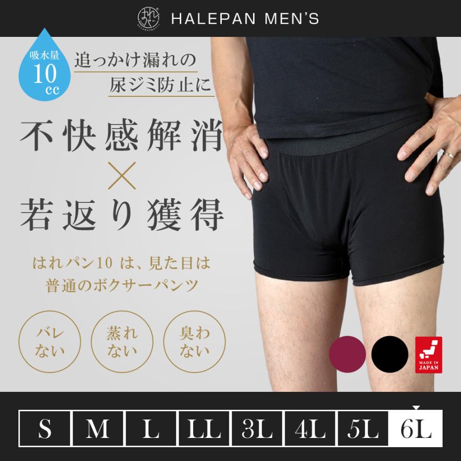 失禁パンツ 尿漏れパンツ 男性用 メンズ ボクサーパンツ 追っかけ漏れ 尿ジミ防止 日本製 吸水パンツ はれパン 10cc 6Lサイズ メール便送料無料 | 