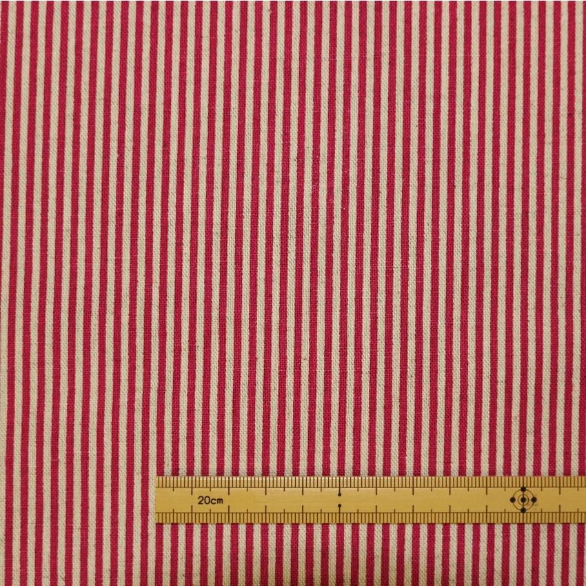 綿麻 生地 ストライプ 縞模様 2mmストライププリント 綿80% 麻20% 約110cm巾 日本製 【50cm以上10cm単位での販売