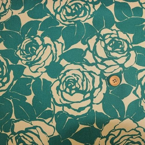 バラ柄 花柄 ツイル生地 ローズシルエットプリント 綿100% 約