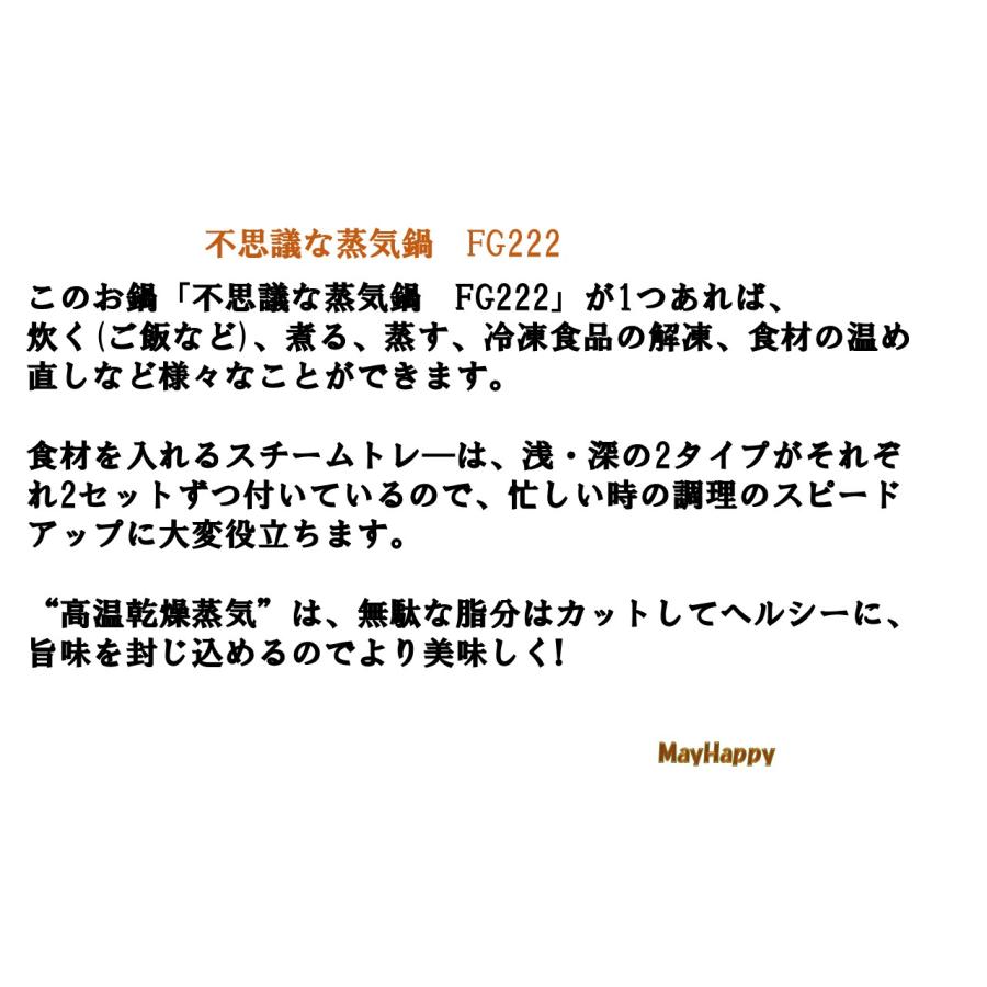 不思議な蒸気鍋 FG222（ガス、IH、スーパーラジエントヒーター対応