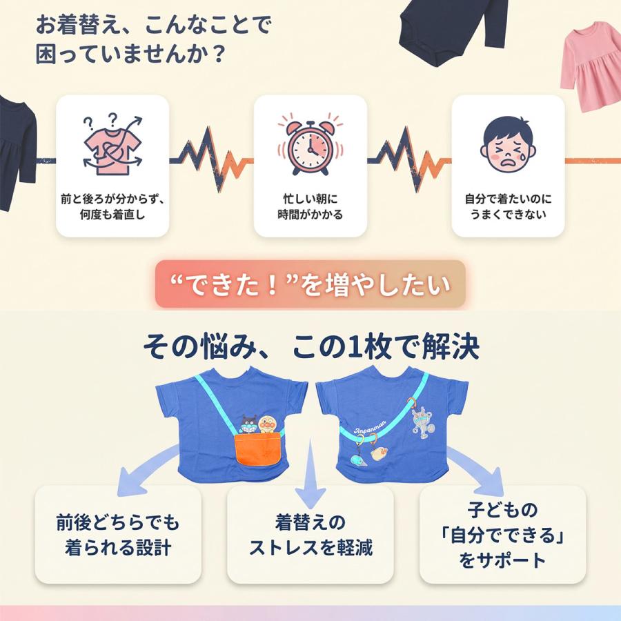 アンパンマン Tシャツ 半袖 どっちも前 90 100 前後なし 春夏 新作 2026 キャラクター ベビー キッズ 男の子 女の子 バイキンマン ドキンちゃん 子供服 | BANDAI | 02