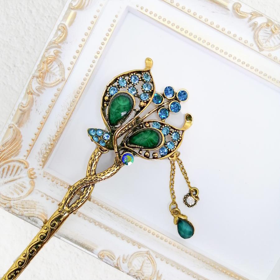 かんざし ヘアアクセサリー 40代 50代 60代 一本挿し 髪飾り 緑