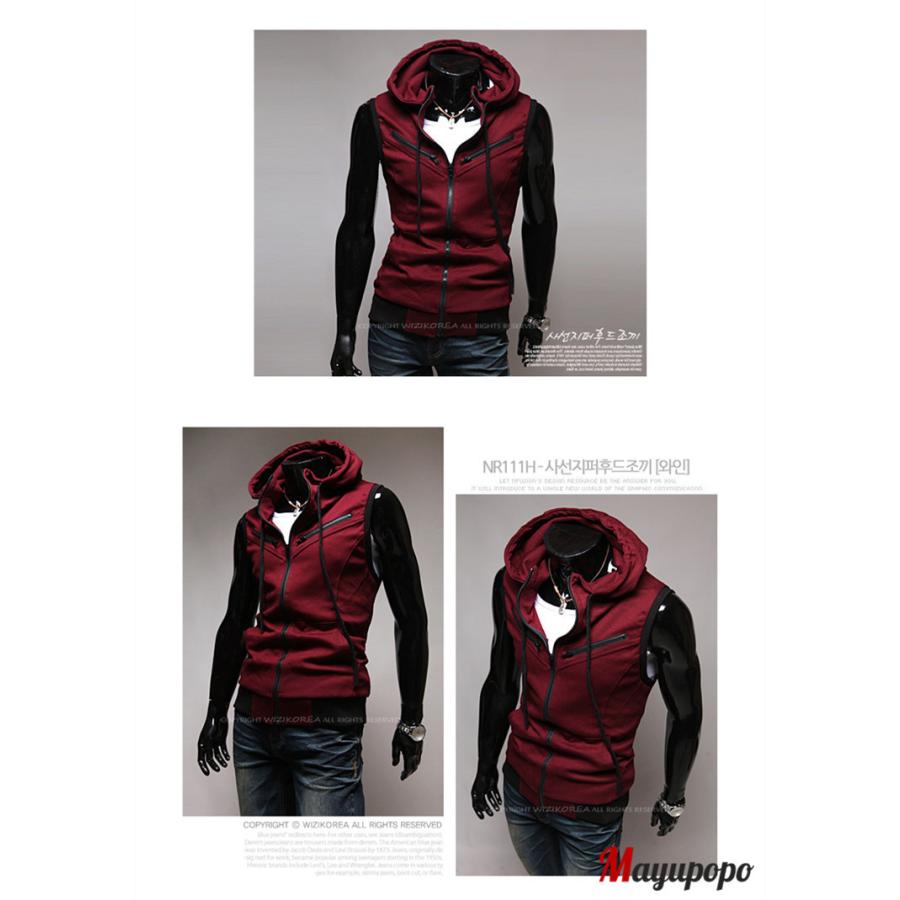 ベスト パーカーベスト メンズ アウトドア スポーツ キャンプ 大きいサイズ グレー 赤 レッド ジップアップ 春 秋 おしゃれ ベスト ノースリーブ スウェット 21fasyon64 マユポポ 通販 Yahoo ショッピング