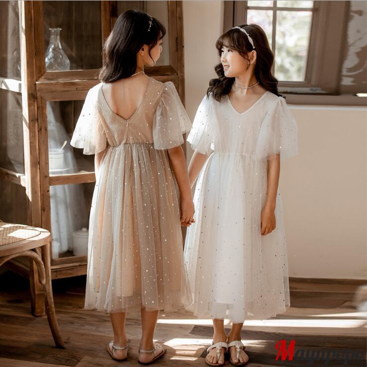 子供ドレス 女の子 キッズ ワンピース フォーマルドレス Vネック 半袖 春夏 親子ペア 親子ペアルック チュール キラキラ ロングドレス ピアノ発表会 七五三 21kdmwanp303 マユポポ 通販 Yahoo ショッピング