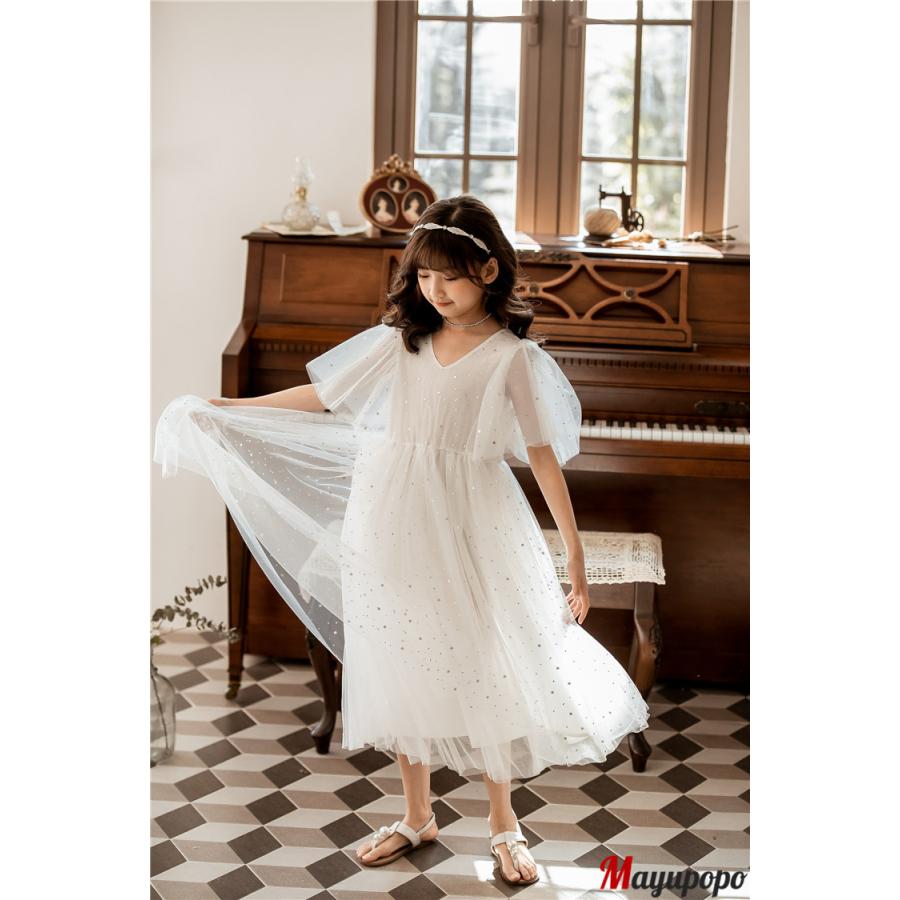 子供ドレス 女の子 キッズ ワンピース フォーマルドレス Vネック 半袖 春夏 親子ペア 親子ペアルック チュール キラキラ ロングドレス ピアノ発表会 七五三 21kdmwanp303 マユポポ 通販 Yahoo ショッピング