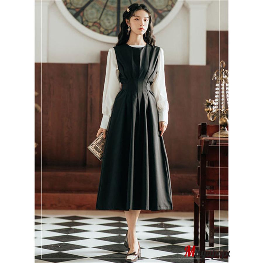 レトロワンピース 女子ワンピ レディース ワンピース 秋冬 ロング丈ワンピース 可愛い 日系女子中高生 クラシカル 長袖 カワイイ 通勤 通学 ファッション Fugu901 マユポポ 通販 Yahoo ショッピング